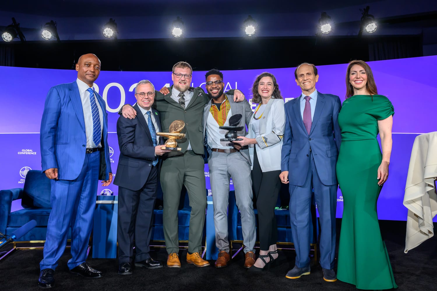 The Milken-Motsepe Prize winners on stage at the Milken Institute Global Conference